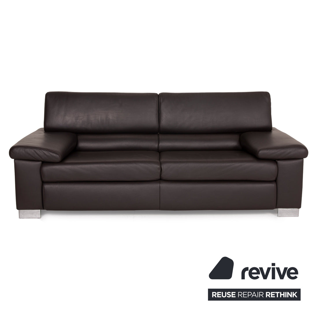 Ewald Schillig Courage Leder Sofa Garnitur Dunkelbraun Zweisitzer Hocker Braun