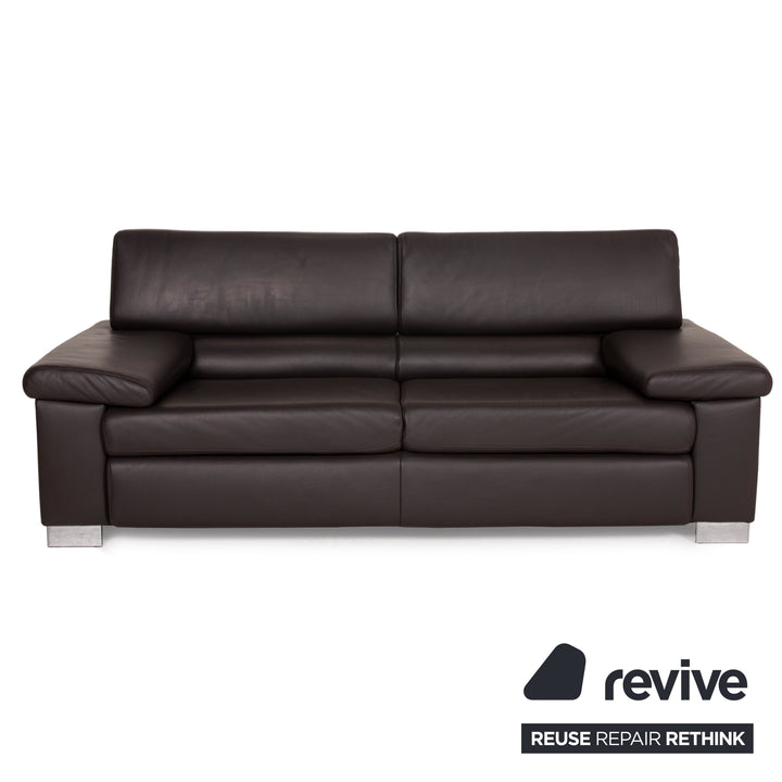 Ewald Schillig Courage Leder Sofa Garnitur Dunkelbraun Zweisitzer Hocker Braun