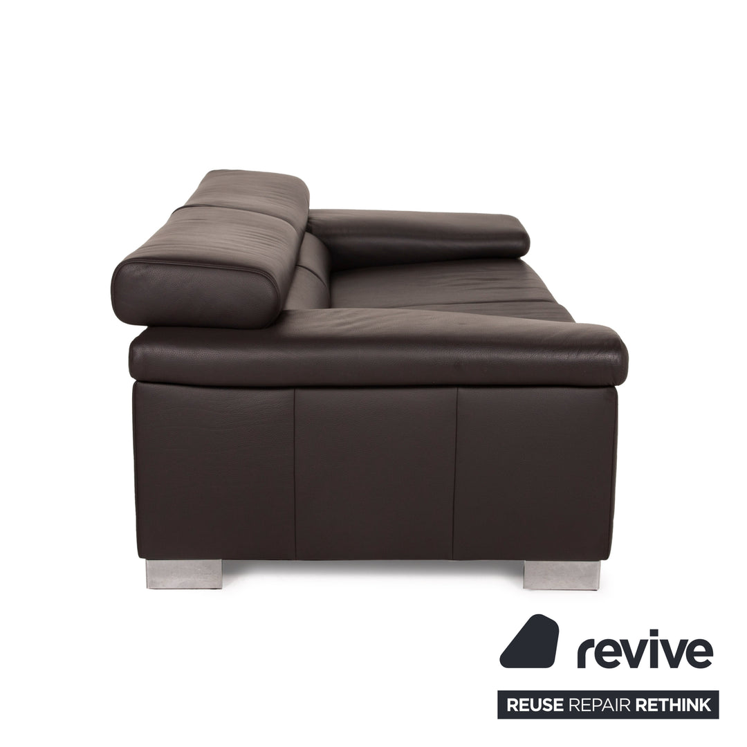 Ewald Schillig Courage Leder Sofa Garnitur Dunkelbraun Zweisitzer Hocker Braun