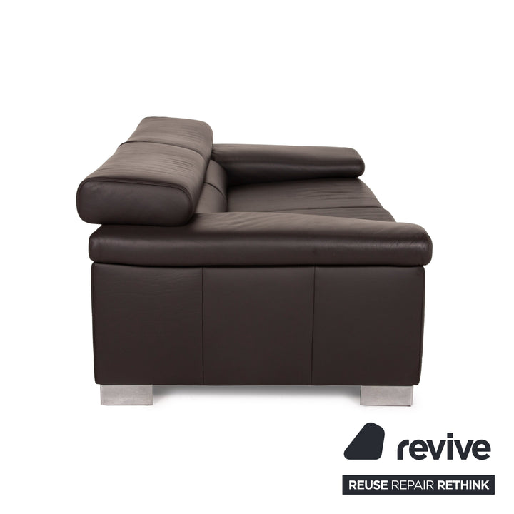 Ewald Schillig Courage Leder Sofa Garnitur Dunkelbraun Zweisitzer Hocker Braun
