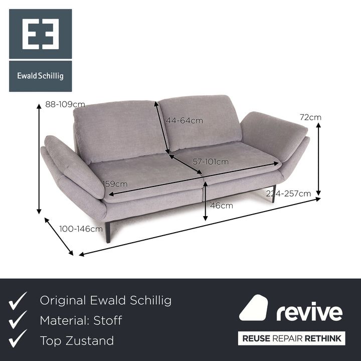 Ewald Schillig Dolce fabric sofa two-seater gray function couch