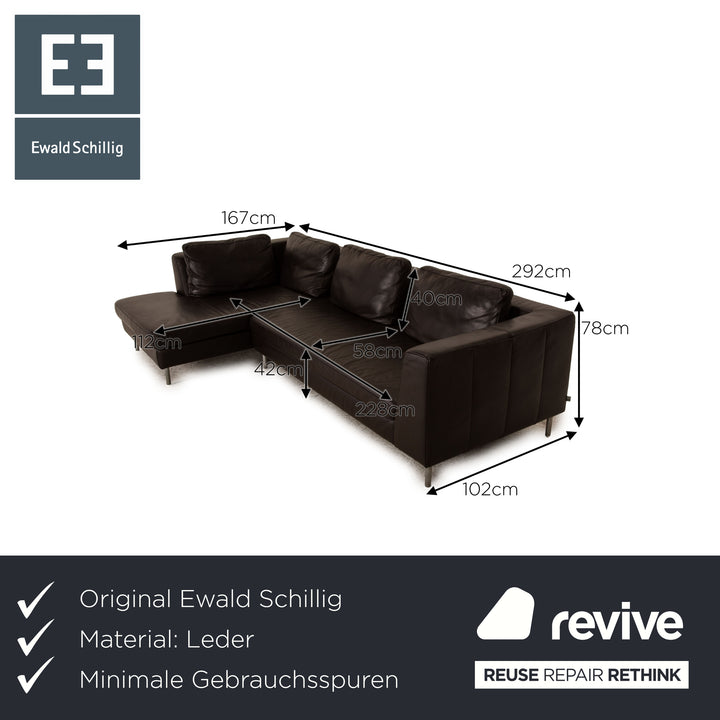 Ewald Schillig Domino Leder Ecksofa Dunkelbraun Sofa Couch
