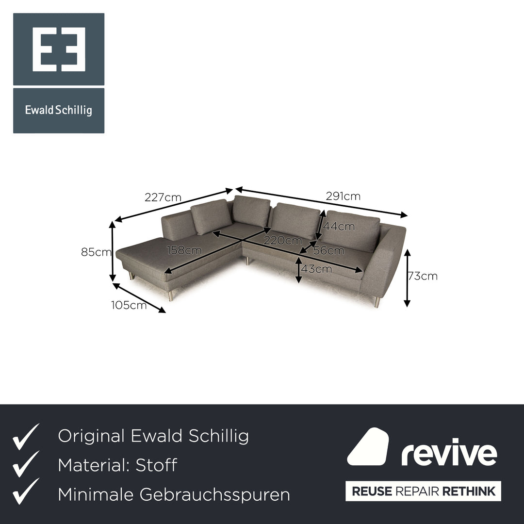 Ewald Schillig Domino Stoff Ecksofa Grau Sofa Couch Recamiere links