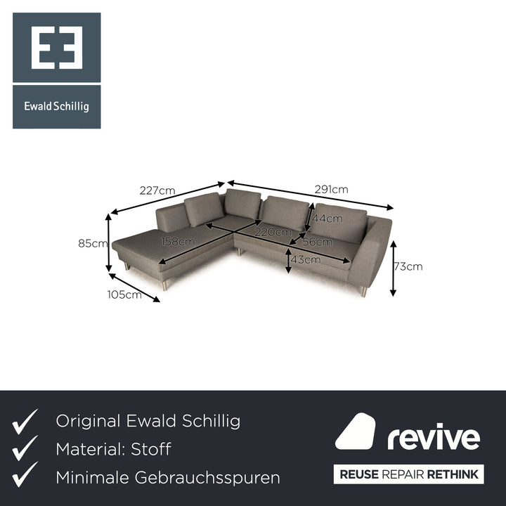 Ewald Schillig Domino Stoff Ecksofa Grau Sofa Couch Recamiere links
