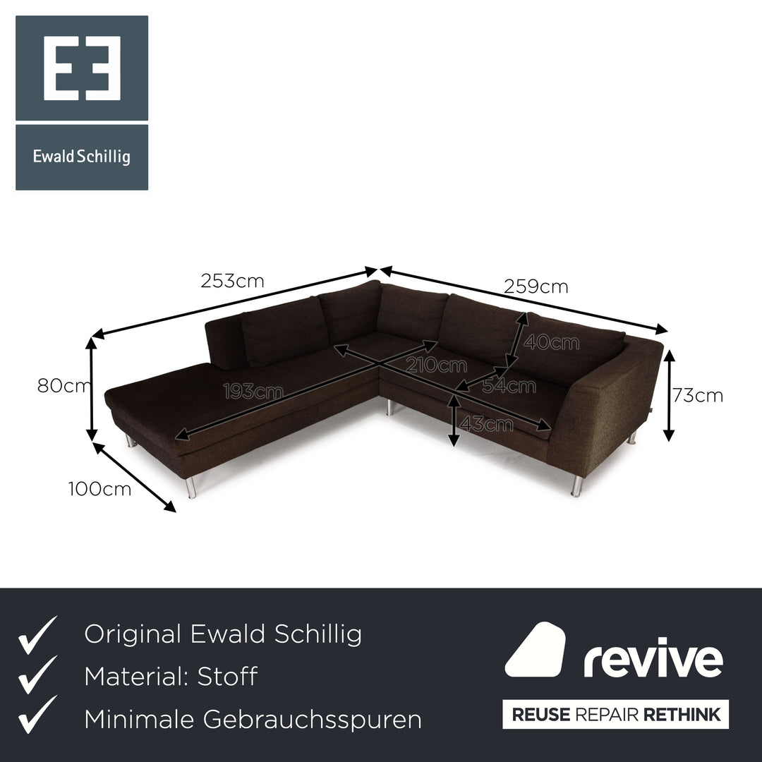 Ewald Schillig Domino fabric sofa brown corner sofa couch