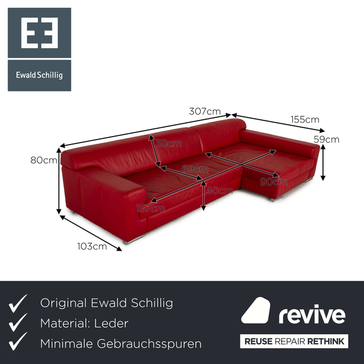 Ewald Schillig Donna Leder Ecksofa Rot Sofa Couch