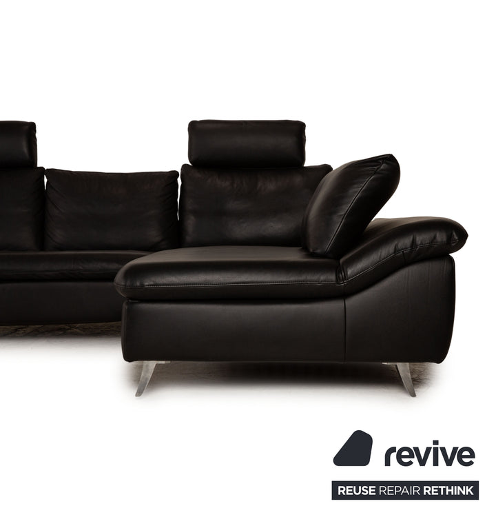 Ewald Schillig Dragon Leder Ecksofa Schwarz Sofa Couch Funktion