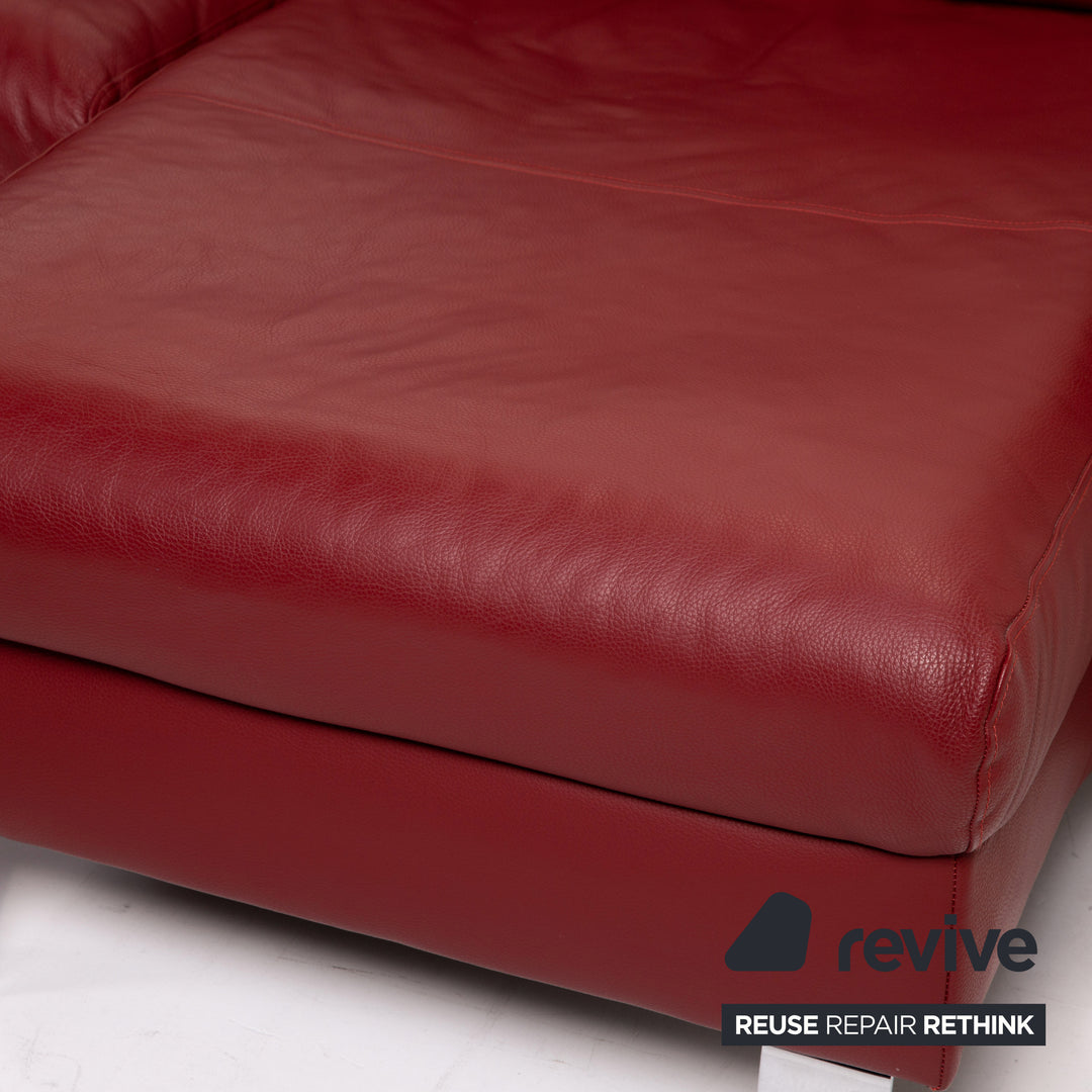Ewald Schillig Flex Plus dark red corner sofa leather
