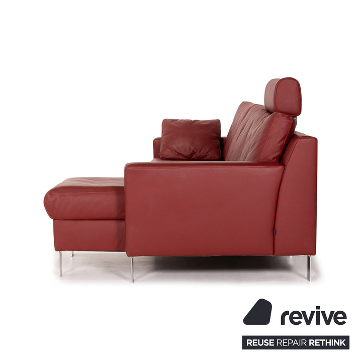 Ewald Schillig Flex Plus dark red corner sofa leather
