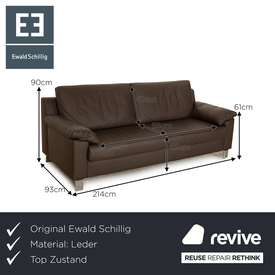 Ewald Schillig Flex Plus Leder Dreisitzer Braun Dunkelbraun Sofa Couch
