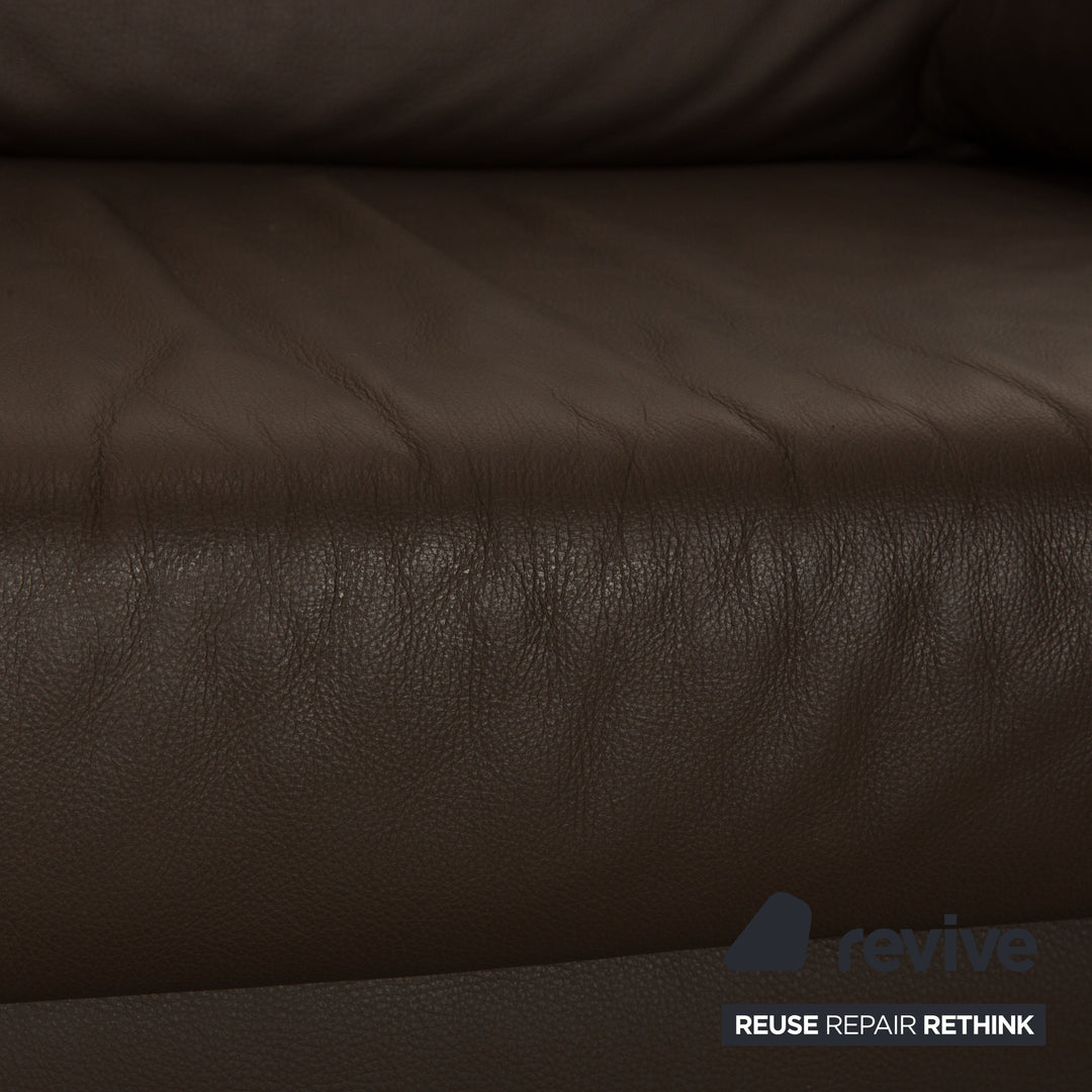 Ewald Schillig Flex Plus Leder Dreisitzer Braun Dunkelbraun Sofa Couch