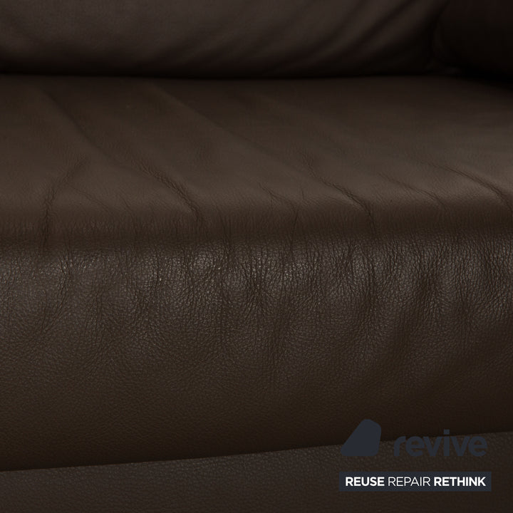 Ewald Schillig Flex Plus Leder Dreisitzer Braun Dunkelbraun Sofa Couch
