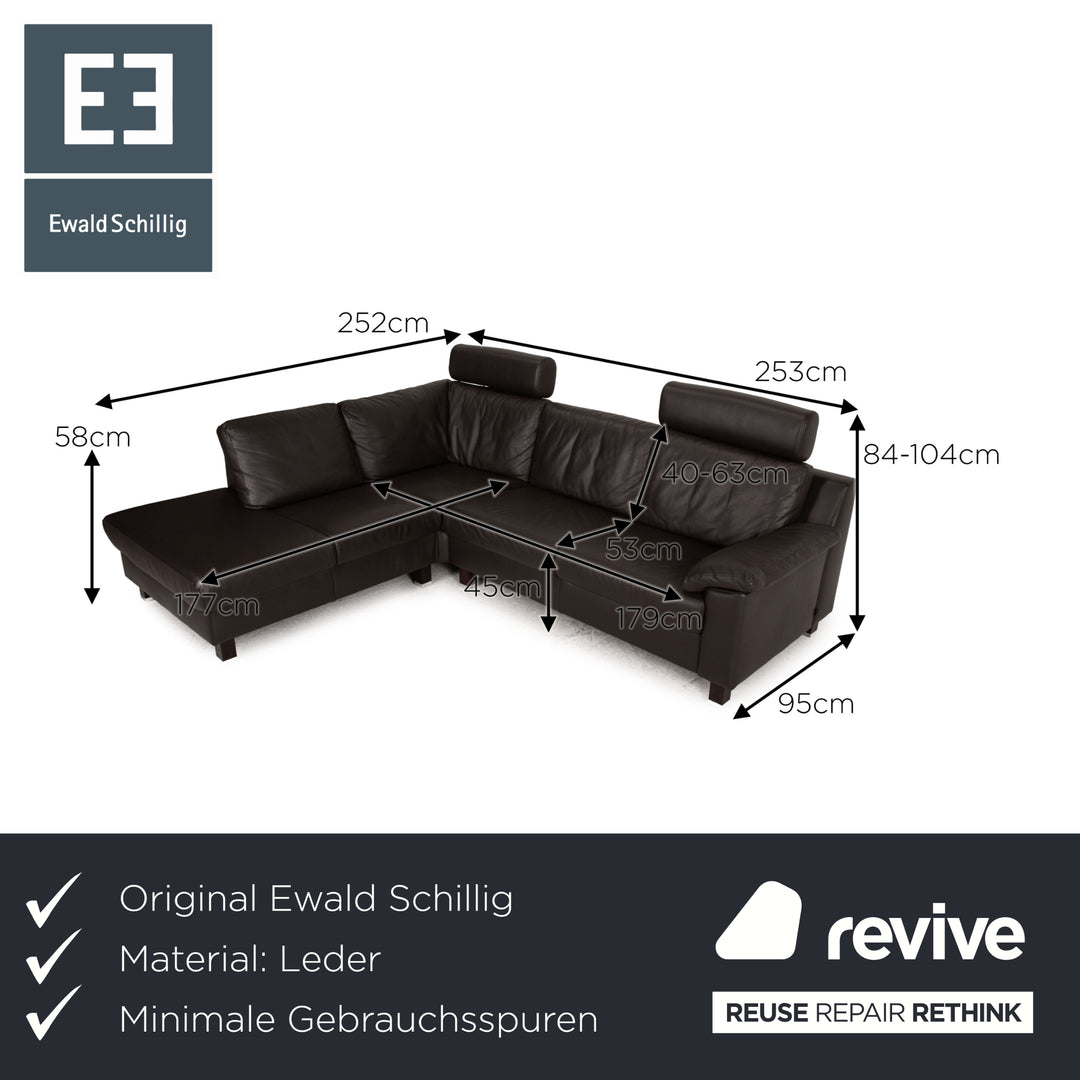 Ewald Schillig Flex Plus Leder Ecksofa Braun Dunkelbraun Sofa Couch Recamiere links