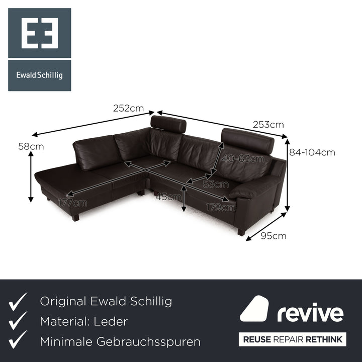 Ewald Schillig Flex Plus Leder Ecksofa Braun Dunkelbraun Sofa Couch Recamiere links