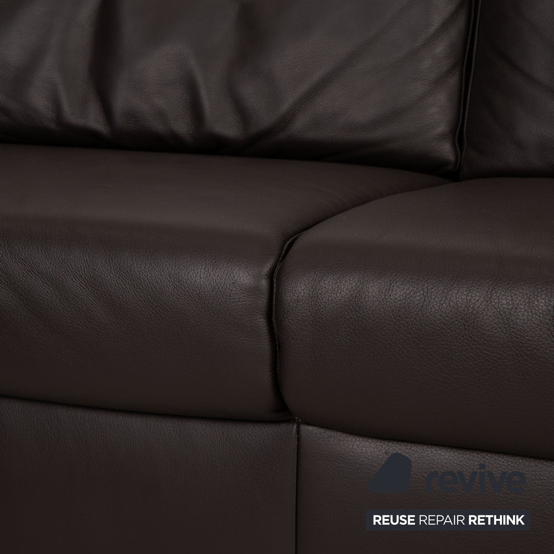 Ewald Schillig Flex Plus Leder Ecksofa Braun Dunkelbraun Sofa Couch Recamiere links