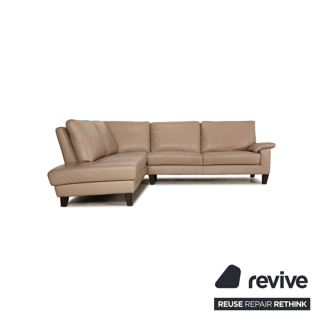 Ewald Schillig Flex Plus Leather Corner Sofa Gray Brown Sofa Couch