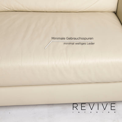 Ewald Schillig Flex Plus Leder Sofa Creme Zweisitzer Couch #12824