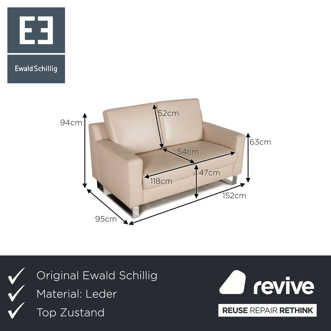 Ewald Schillig Flex Plus Leder Sofa Creme Zweisitzer Couch