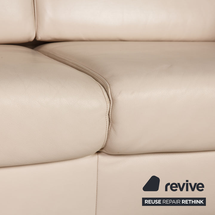 Ewald Schillig Flex Plus leather sofa cream two-seater couch