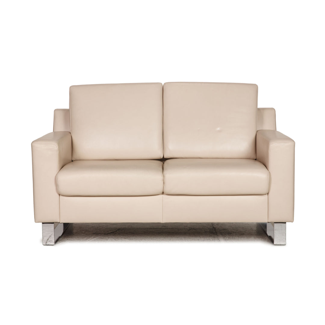 Ewald Schillig Flex Plus Leder Sofa Creme Zweisitzer Couch