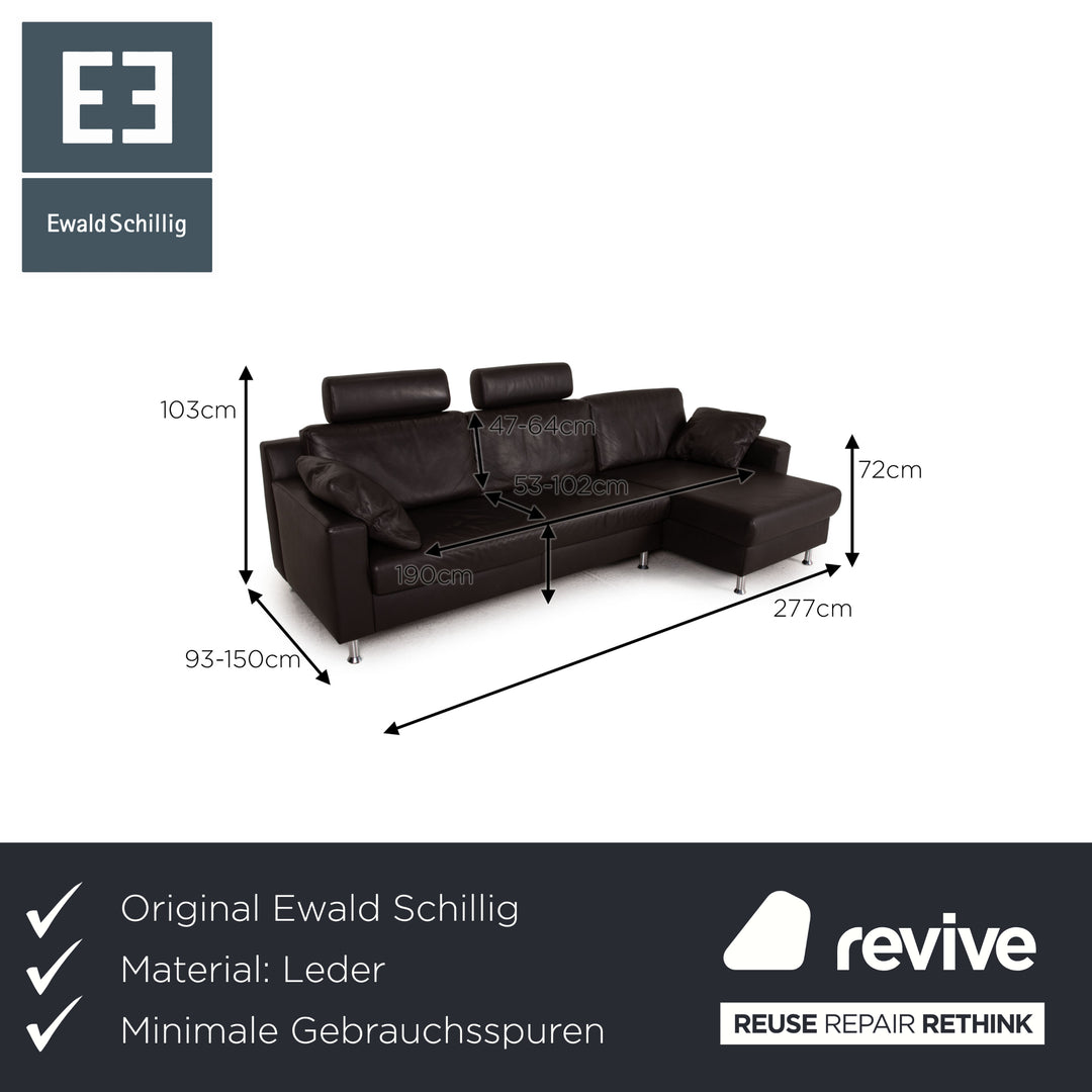 Ewald Schillig Flex Plus Leder Sofa Dunkelbraun Ecksofa Couch