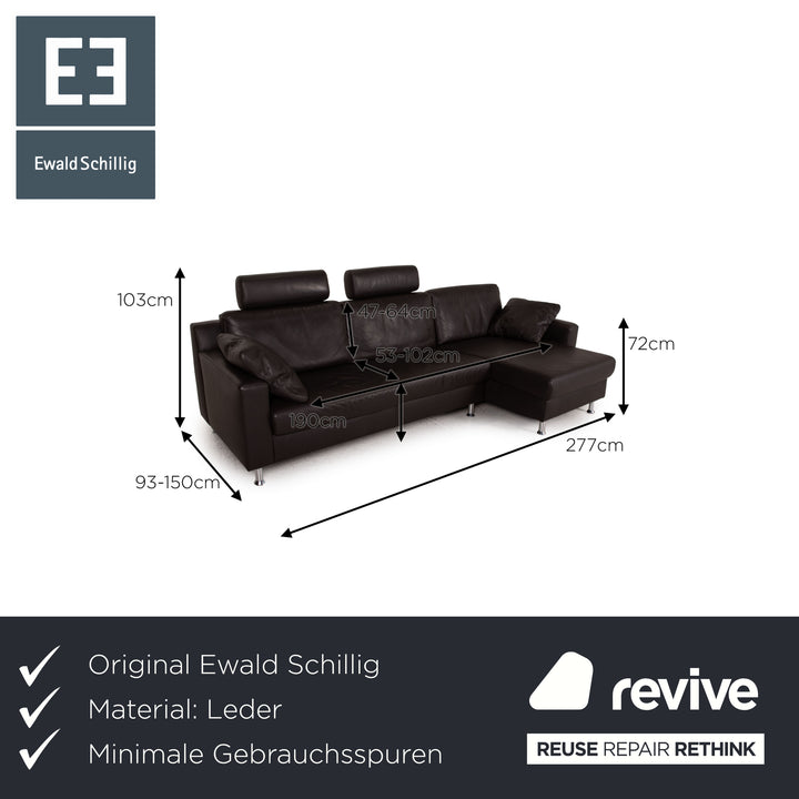 Ewald Schillig Flex Plus Leder Sofa Dunkelbraun Ecksofa Couch