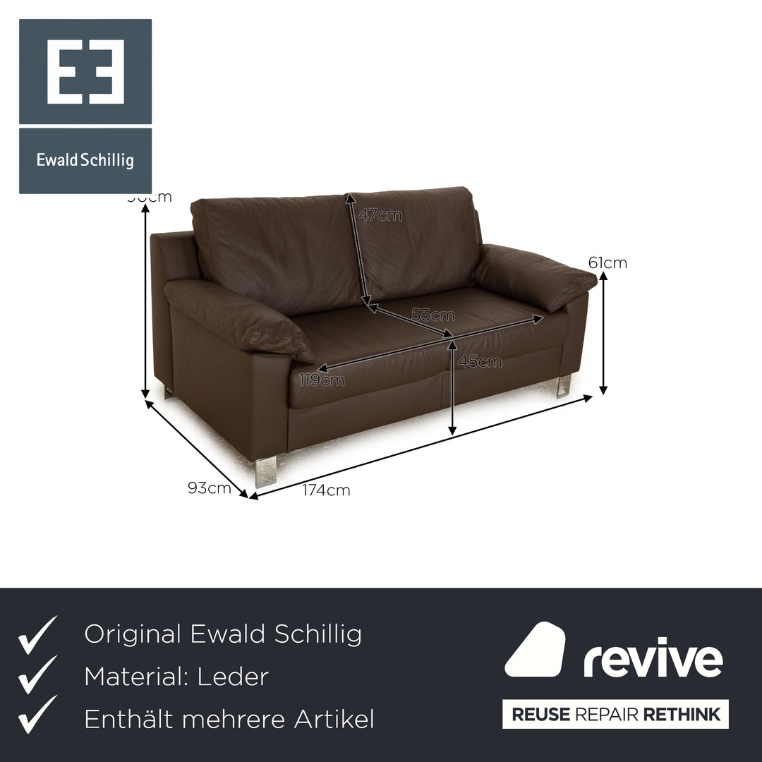 Ewald Schillig Flex Plus Leather Sofa Set Brown Three-Seater Two-Seater Sofa Couch