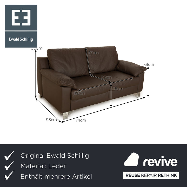 Ewald Schillig Flex Plus Leather Sofa Set Brown Three-Seater Two-Seater Sofa Couch