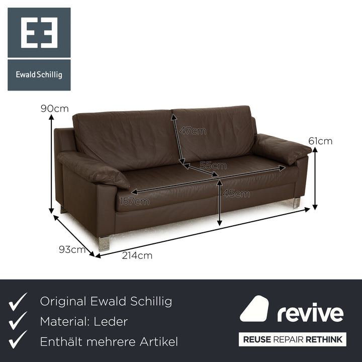 Ewald Schillig Flex Plus Leather Sofa Set Brown Three-Seater Two-Seater Sofa Couch