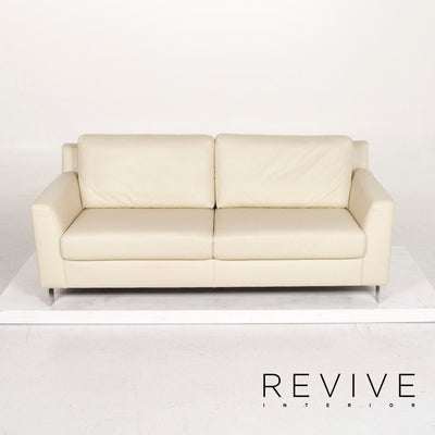 Ewald Schillig Flex Plus Leder Sofa Garnitur Creme 1x Dreisitzer 1x Zweisitzer #12896