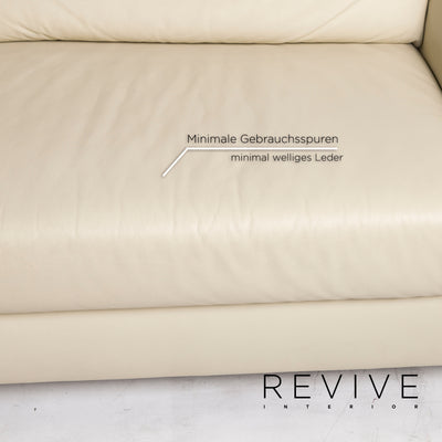 Ewald Schillig Flex Plus Leder Sofa Garnitur Creme 1x Dreisitzer 1x Zweisitzer #12896