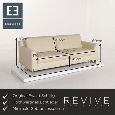 Ewald Schillig Flex Plus Leder Sofa Garnitur Creme 1x Dreisitzer 1x Zweisitzer #12896
