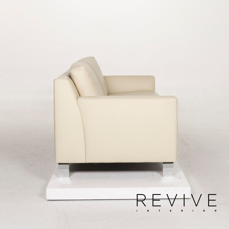 Ewald Schillig Flex Plus Leder Sofa Garnitur Creme 1x Dreisitzer 1x Zweisitzer 