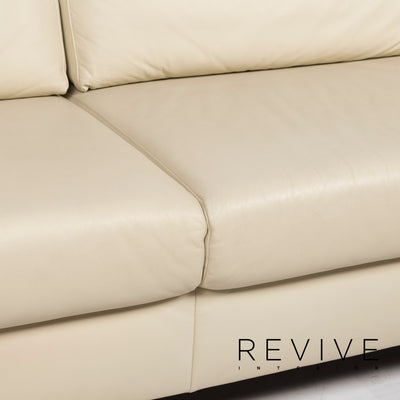 Ewald Schillig Flex Plus Leder Sofa Garnitur Creme 1x Dreisitzer 1x Zweisitzer #12896