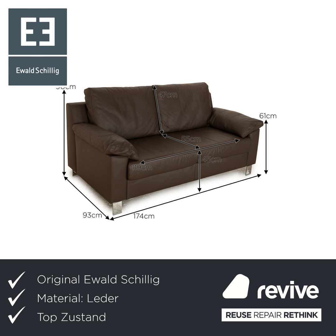 Ewald Schillig Flex Plus Leder Zweisitzer Braun Dunkelbraun Sofa Couch