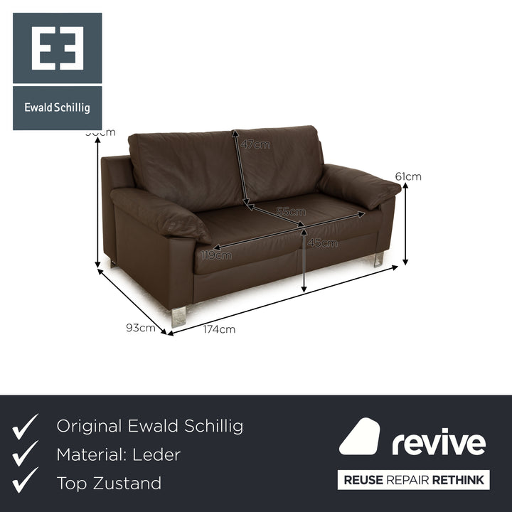 Ewald Schillig Flex Plus Leder Zweisitzer Braun Dunkelbraun Sofa Couch