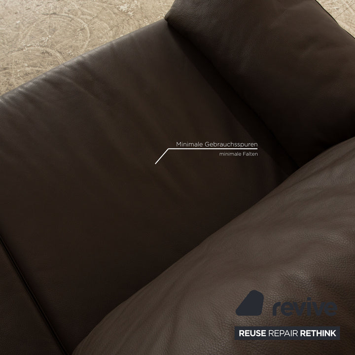 Ewald Schillig Flex Plus Leder Zweisitzer Braun Dunkelbraun Sofa Couch