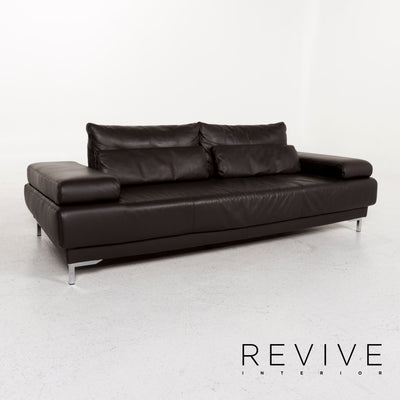 Ewald Schillig Harry Leder Sofa Dunkelbraun Braun Dreisitzer Funktion Couch #13321
