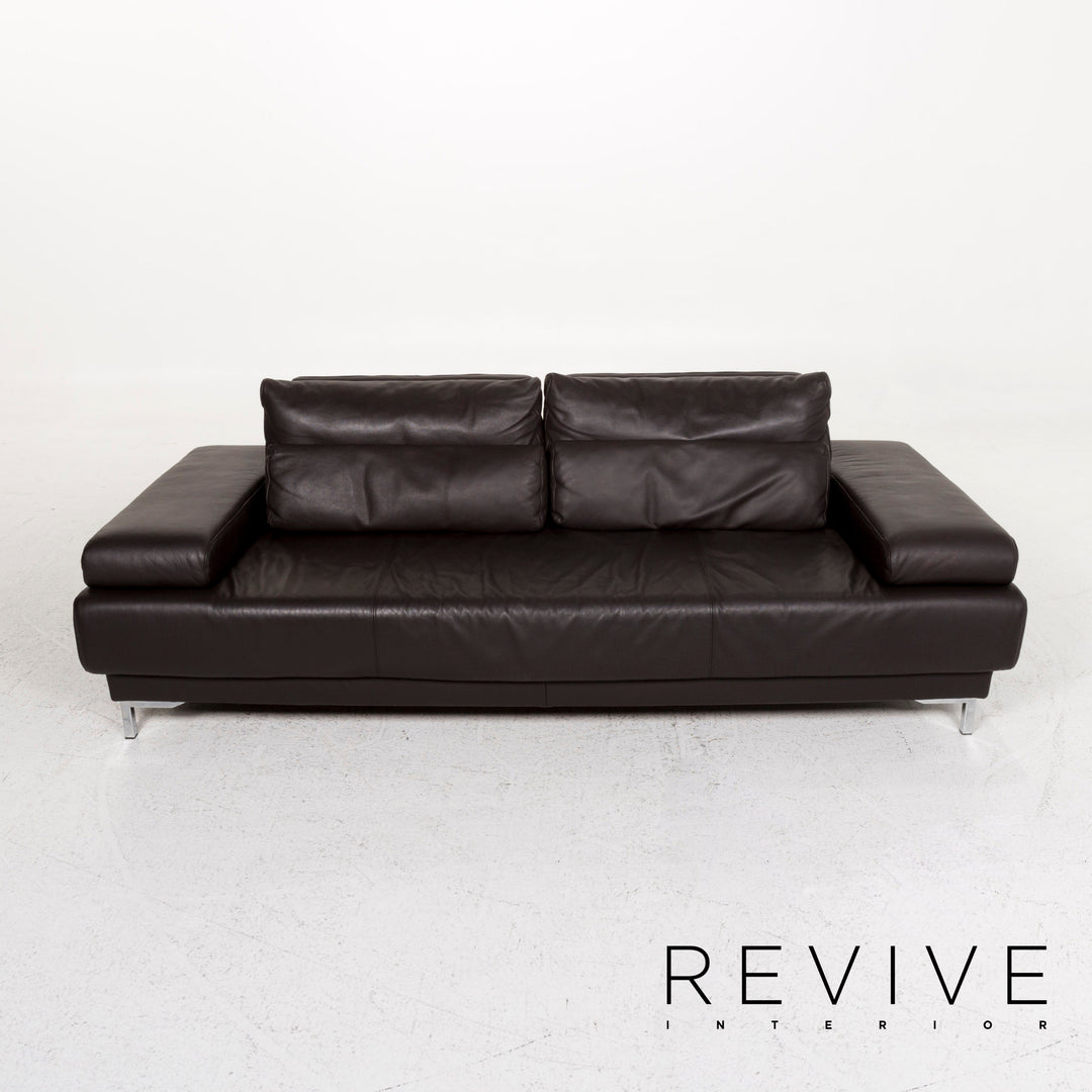 Ewald Schillig Harry Leather Sofa Dark Brown Brown Three Seater Function Couch #13321
