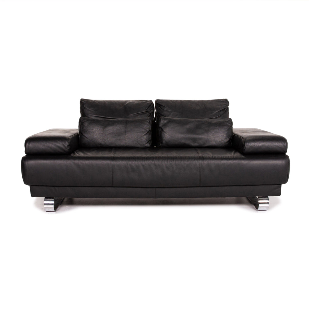 Ewald Schillig Harry Leder Sofa Schwarz Zweisitzer Funktion Couch #14852