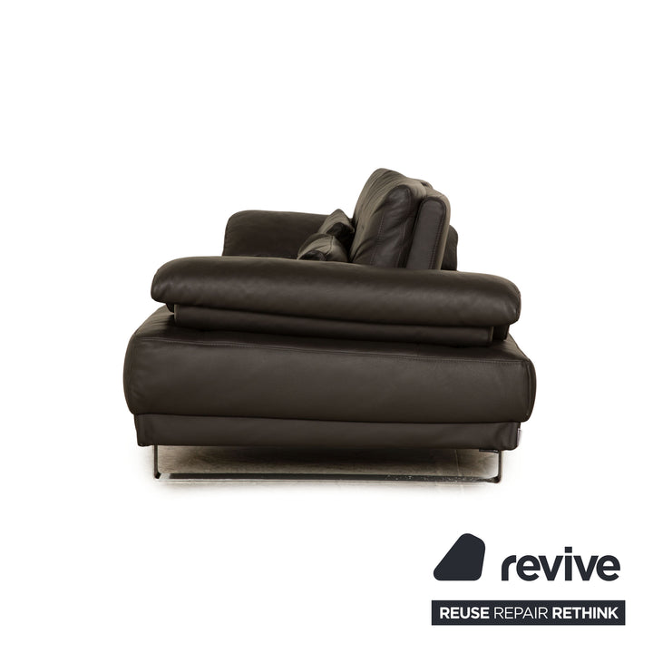 Ewald Schillig Leder Dreisitzer Grau Sofa Couch manuelle Funktion