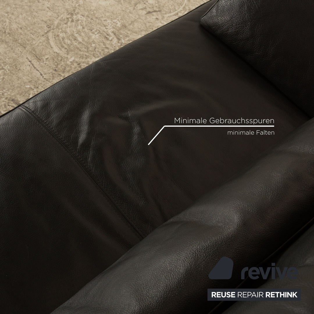 Ewald Schillig Leder Dreisitzer Grau Sofa Couch manuelle Funktion