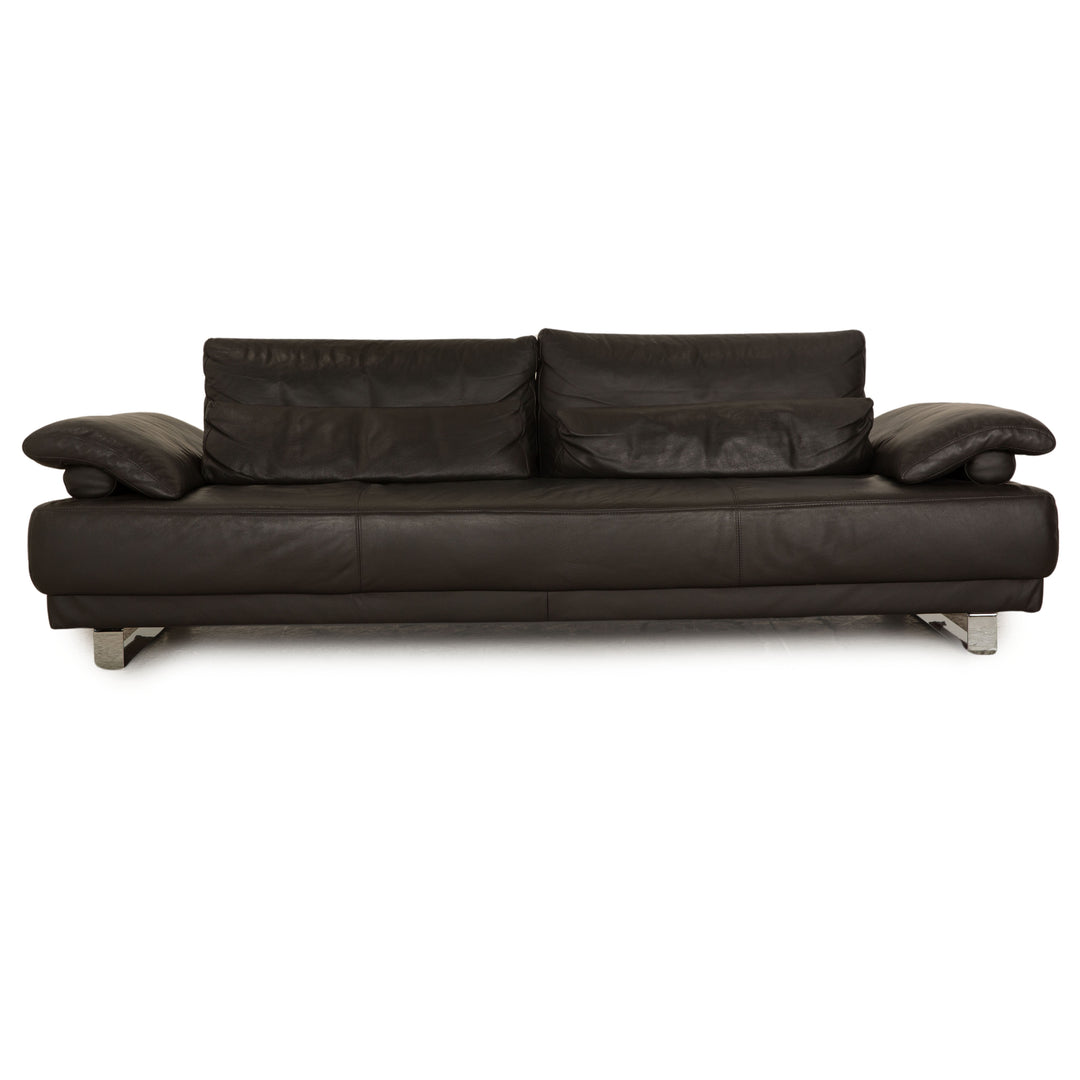 Ewald Schillig Leder Dreisitzer Grau Sofa Couch manuelle Funktion