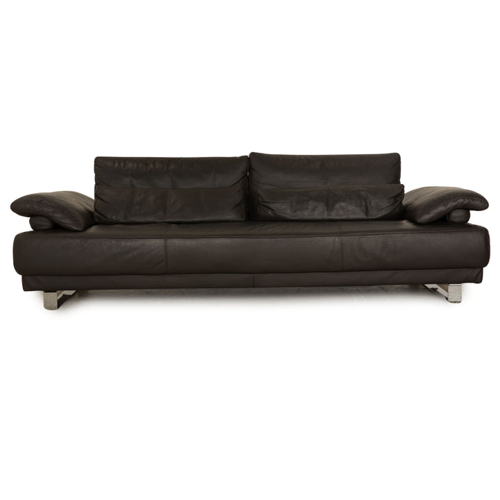 Ewald Schillig Leder Dreisitzer Grau Sofa Couch manuelle Funktion