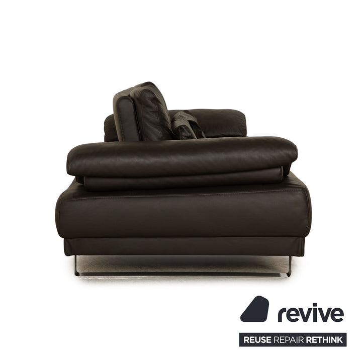 Ewald Schillig Leder Dreisitzer Grau Sofa Couch manuelle Funktion