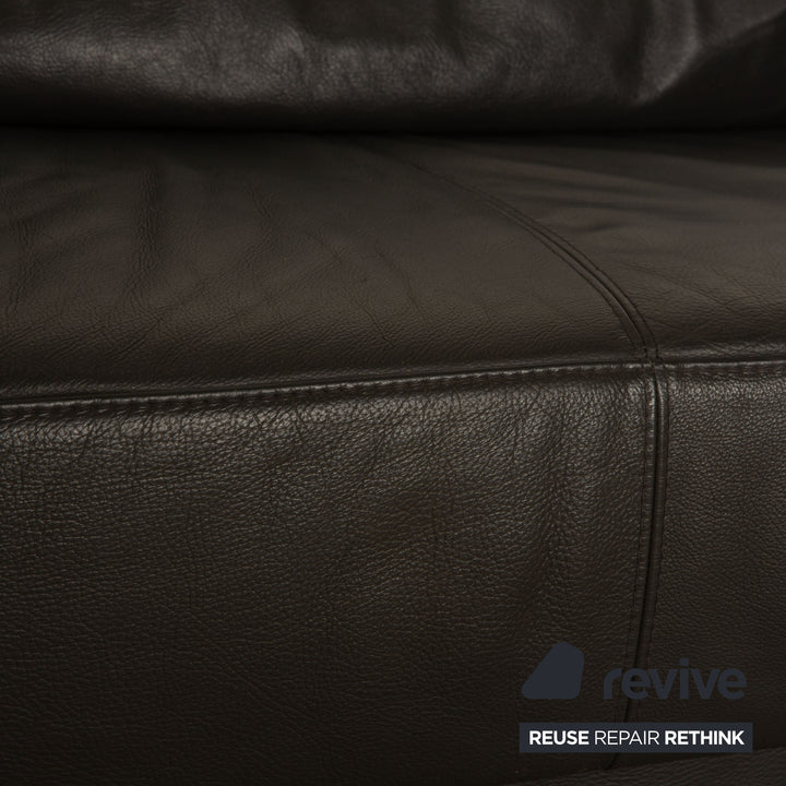 Ewald Schillig Leder Dreisitzer Grau Sofa Couch manuelle Funktion