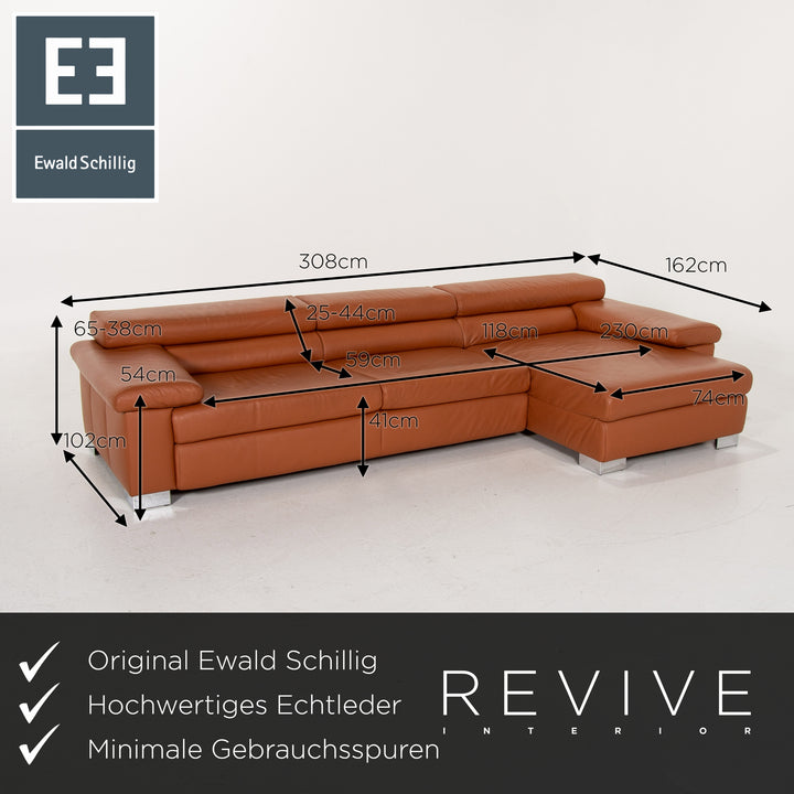 Ewald Schillig Leder Ecksofa Braun Cognac Sofa Funktion Couch #14263
