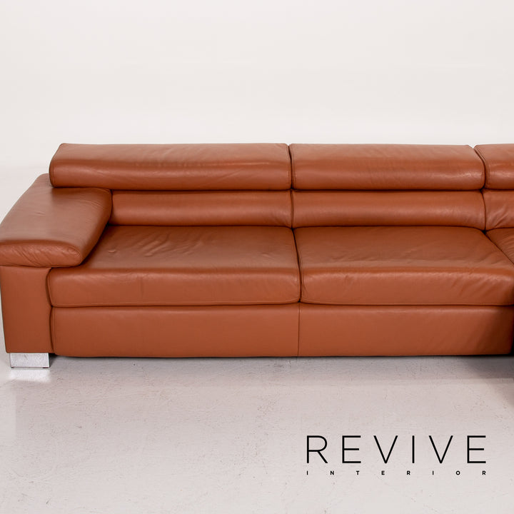Ewald Schillig leather corner sofa brown cognac sofa function couch #14575
