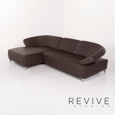 Ewald Schillig Leder Ecksofa Braun Dunkelbraun Sofa Couch #12170