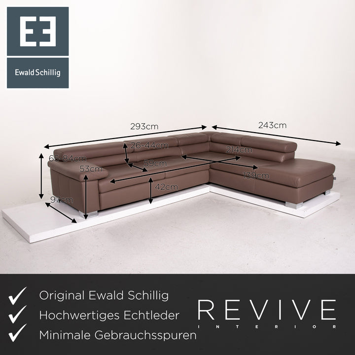 Ewald Schillig Leder Ecksofa Braun Funktion Sofa Couch #13077
